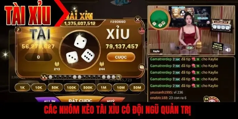 Các nhóm kèo tài xỉu có đội ngũ quản trị