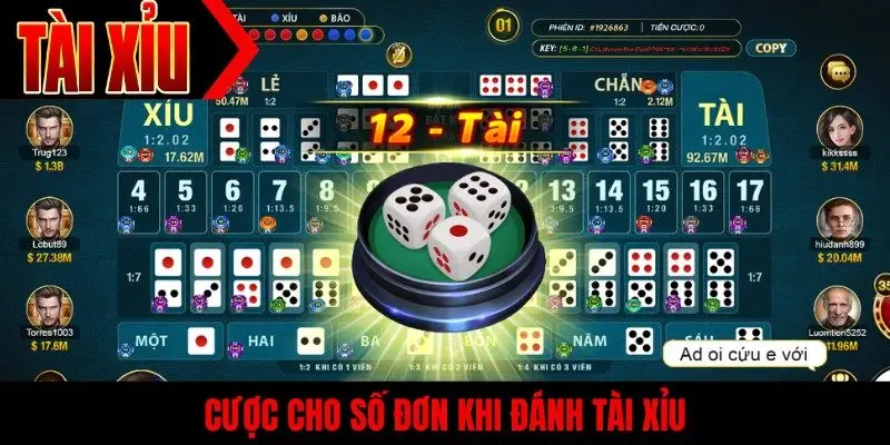 Cược cho số đơn khi đánh tài xỉu