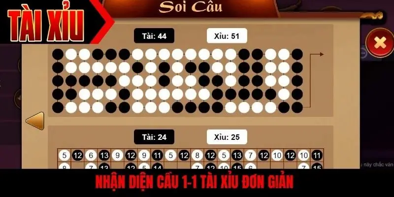 Nhận diện cầu 1-1 tài xỉu đơn giản